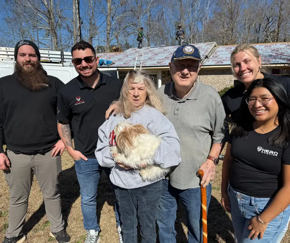 a photo of people from Hero Roofing with the veteran